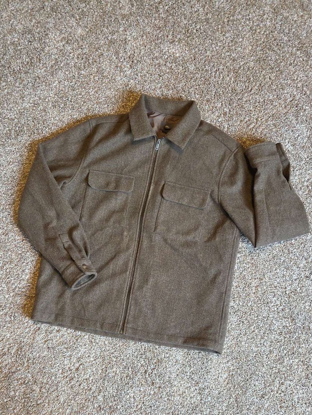 H&M Men's Regular Fit Brown Zip-Up Lightweight Shirt Jacket - Size L